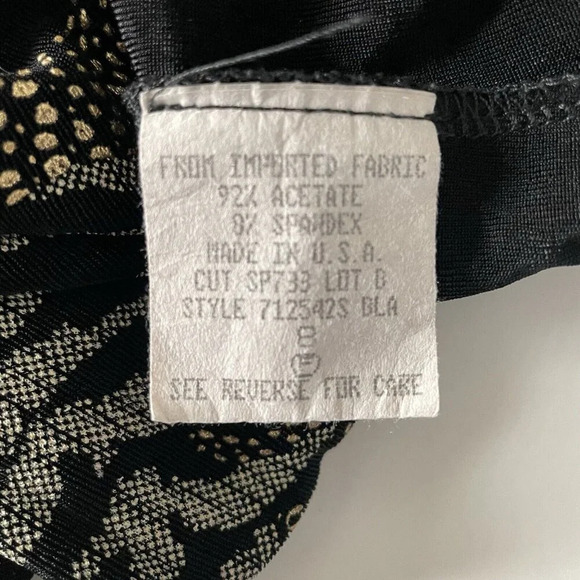 VTG Carole Little Sleeveless Maxi Dress 8 Black Gold Leopard Print Animal Print - Picture 8 of 9